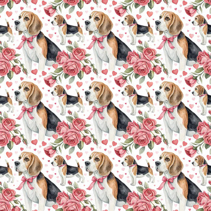 Beagle Valentine's Day Wrapping Paper — repeating pattern tile