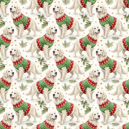 Ugly Sweater English Cream Golden Retriever Christmas Wrapping Paper — repeating pattern tile