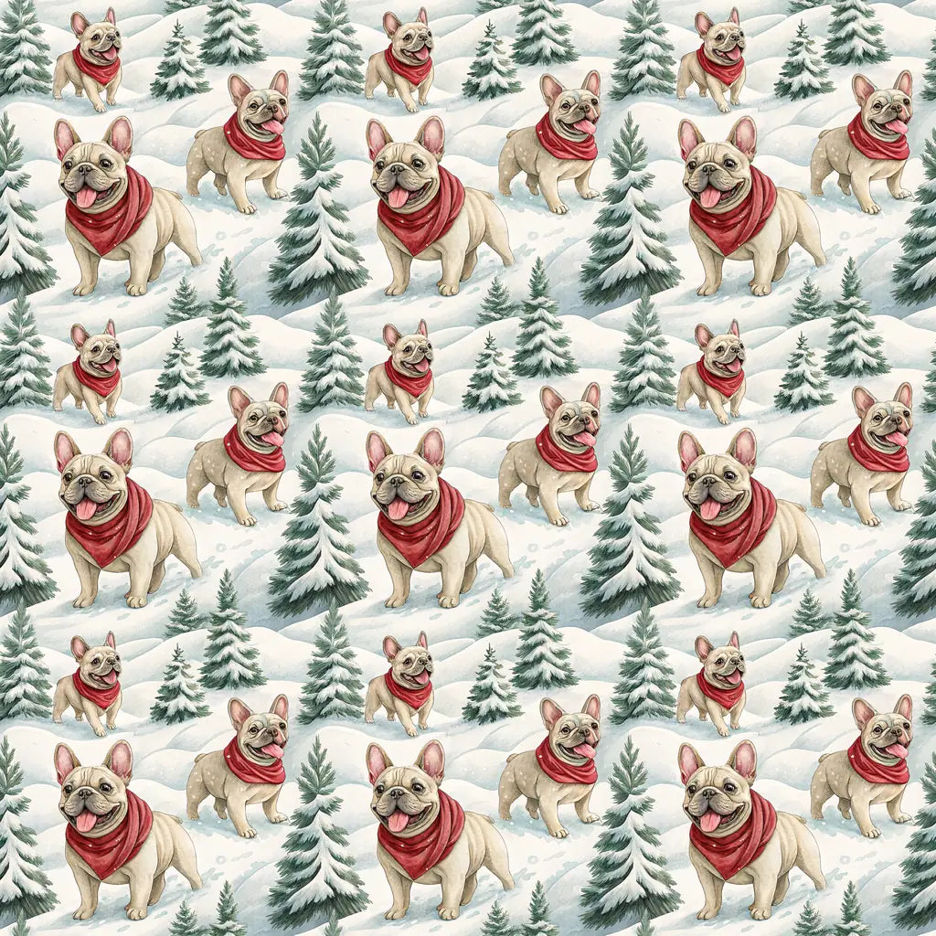 French Bulldog Christmas Wrapping Paper — repeating pattern tile