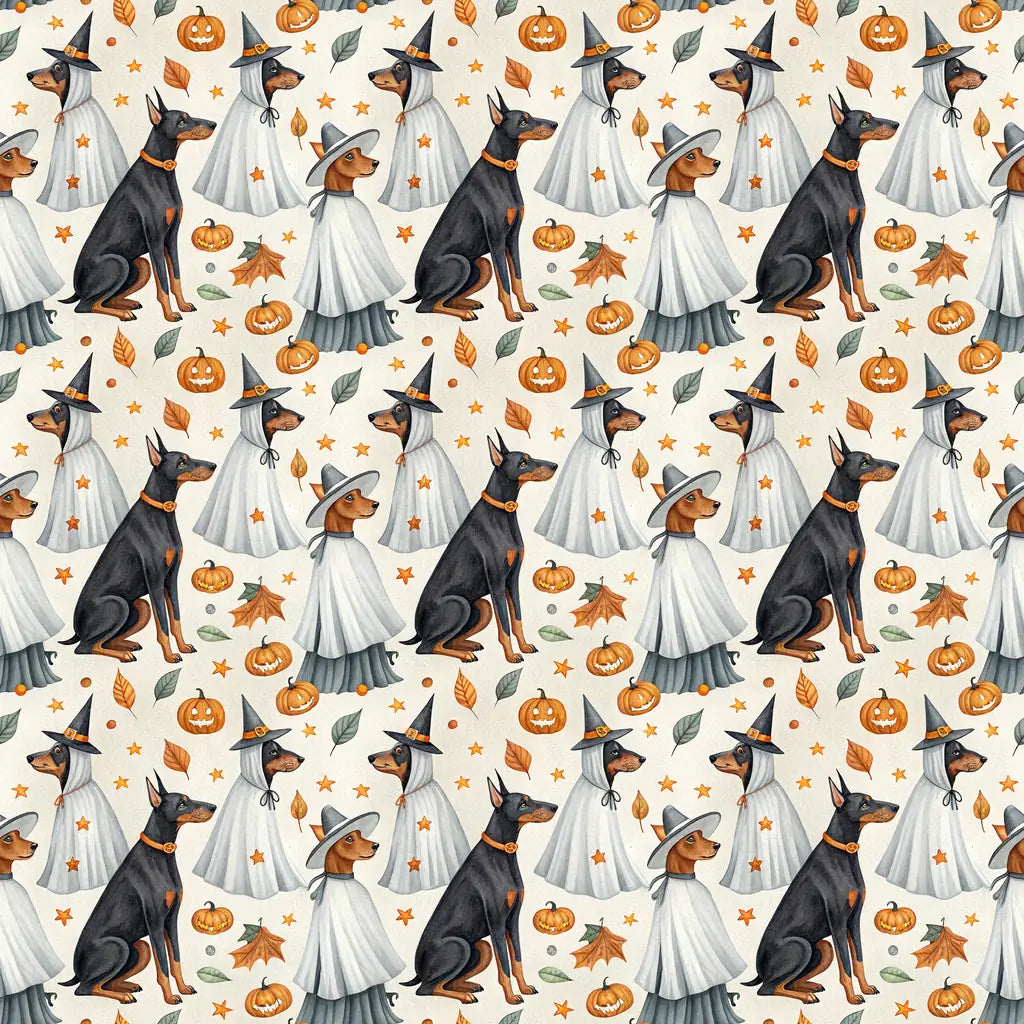 Costume Contest Doberman Halloween Wrapping Paper — repeating pattern tile