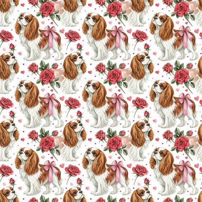 Cavalier King Charles Spaniel Valentine's Day Wrapping Paper — repeating pattern tile