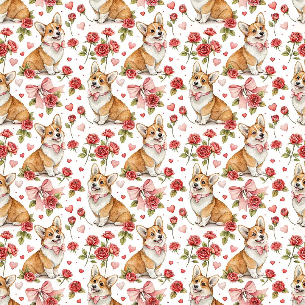 Corgi Valentine's Day Wrapping Paper — repeating pattern tile