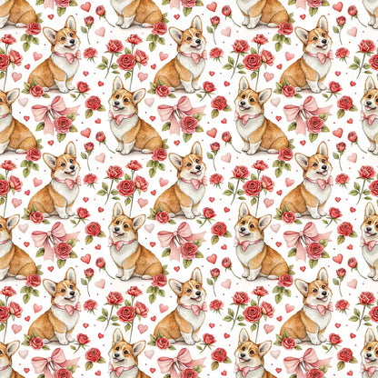 Corgi Valentine's Day Wrapping Paper — repeating pattern tile
