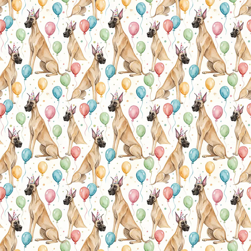 Party Animal Great Dane Birthday Wrapping Paper — repeating pattern tile
