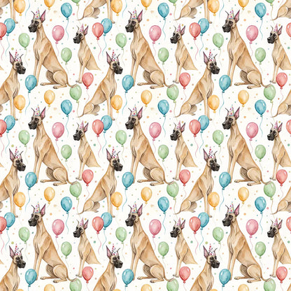 Party Animal Great Dane Birthday Wrapping Paper — repeating pattern tile