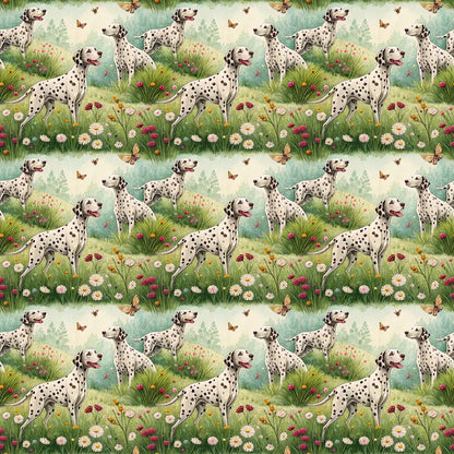 Dalmatian Spring Garden Wrapping Paper — repeating pattern tile