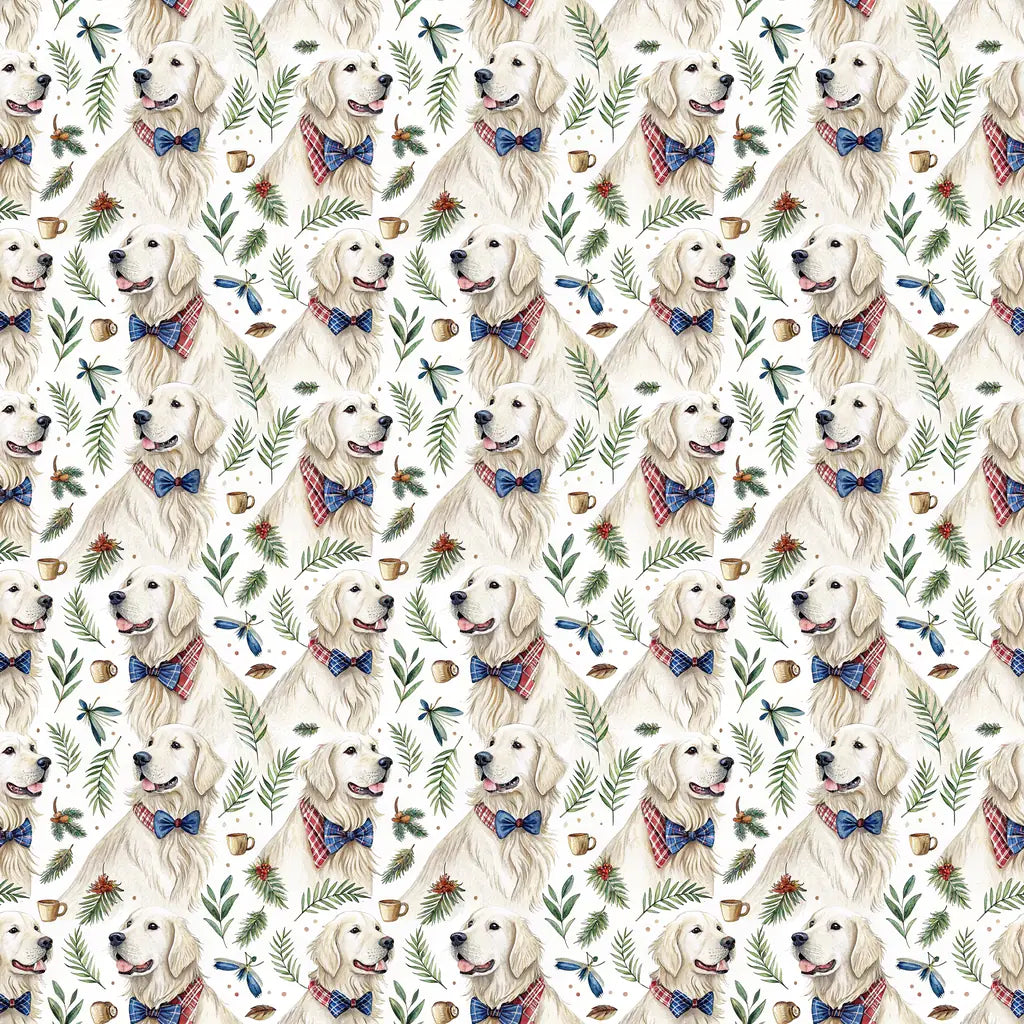 Dapper English Cream Golden Retriever Father's Day Wrapping Paper — repeating pattern tile