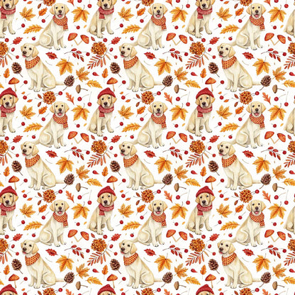 Yellow Lab Autumn Wrapping Paper — repeating pattern tile