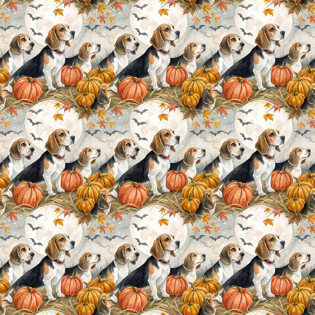 Pumpkin Patch Beagle Halloween Wrapping Paper — repeating pattern tile