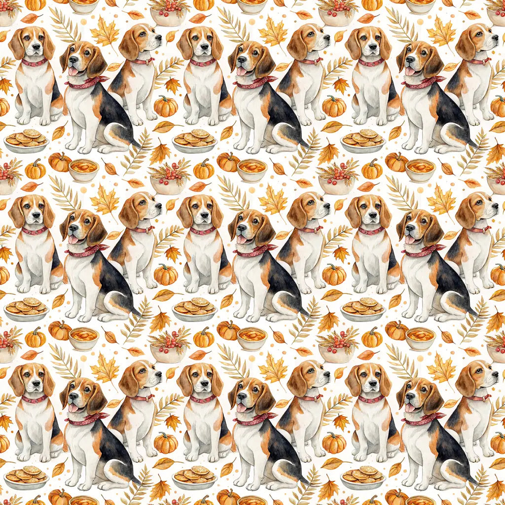 Beagle Thanksgiving Wrapping Paper — repeating pattern tile