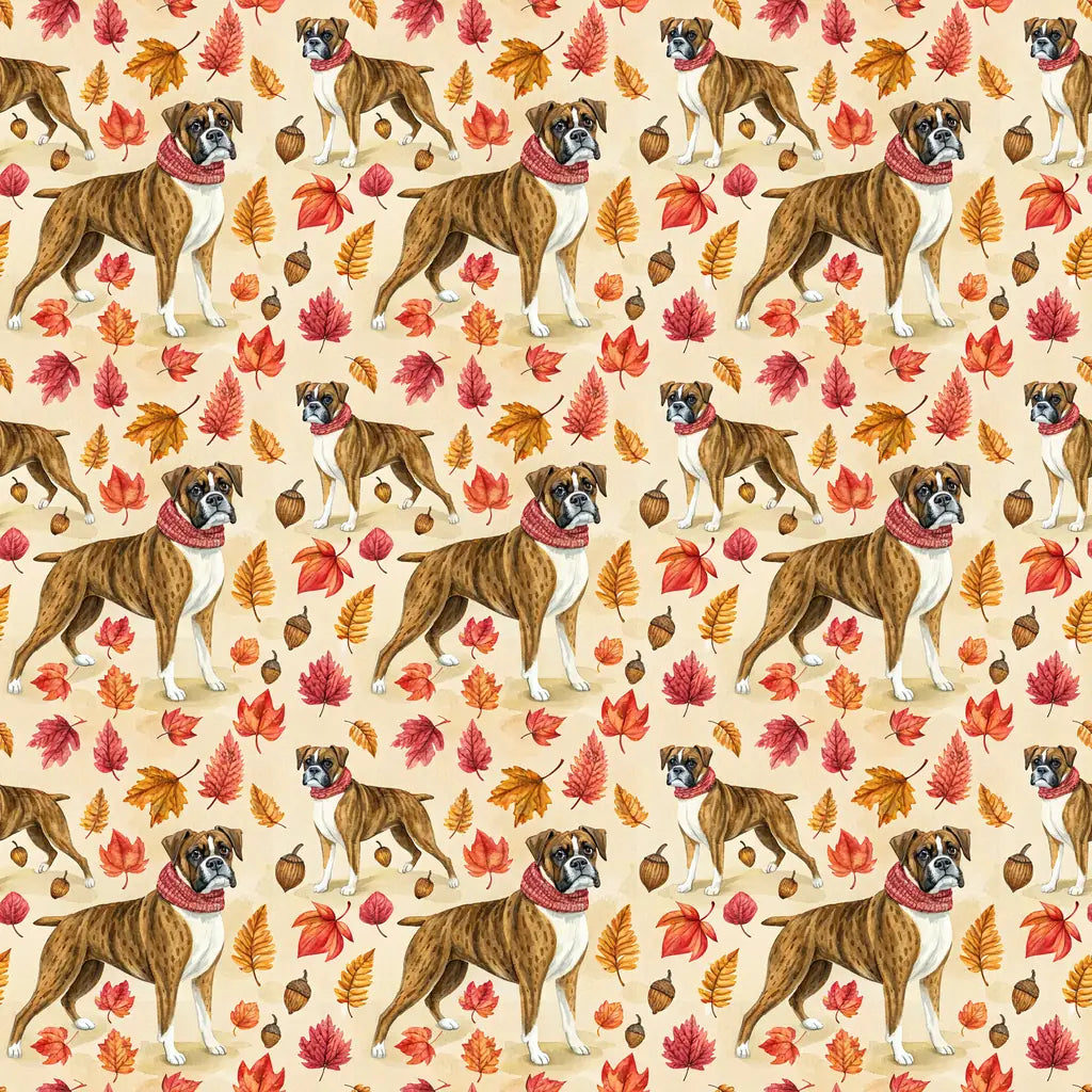 Boxer Autumn Wrapping Paper — repeating pattern tile