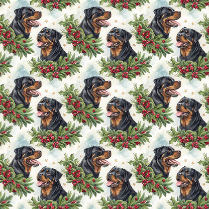 Rottweiler Christmas Wreath Wrapping Paper — repeating pattern tile