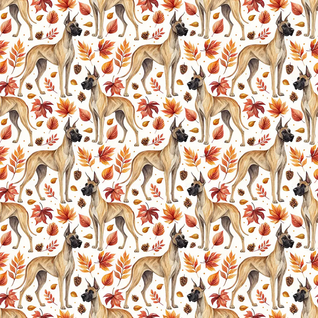 Great Dane Autumn Wrapping Paper — repeating pattern tile
