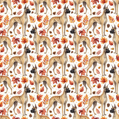 Great Dane Autumn Wrapping Paper — repeating pattern tile
