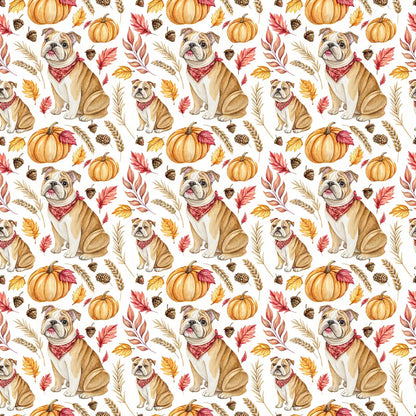 English Bulldog Thanksgiving Wrapping Paper — repeating pattern tile