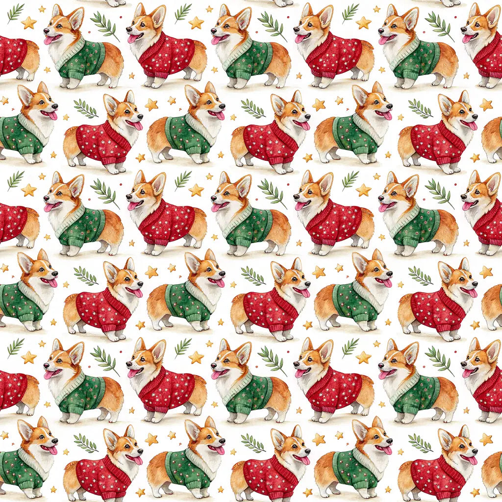 Ugly Sweater Corgi Christmas Wrapping Paper — repeating pattern tile