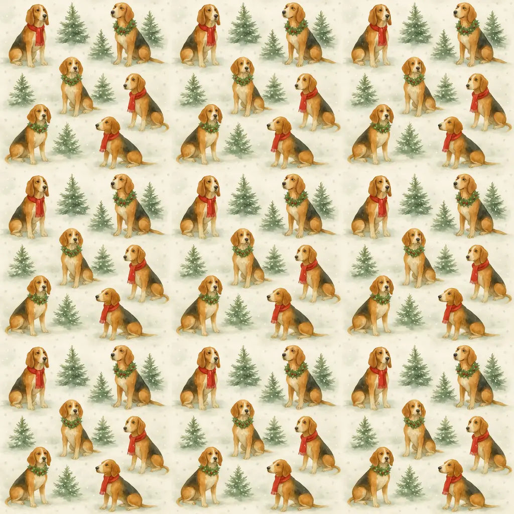 Beagle Christmas Wrapping Paper — repeating pattern tile