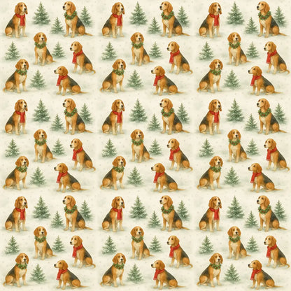 Beagle Christmas Wrapping Paper — repeating pattern tile