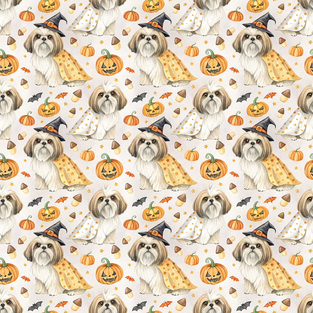 Costume Contest Shih Tzu Halloween Wrapping Paper — repeating pattern tile