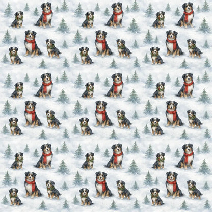 Bernese Mountain Dog Christmas Wrapping Paper — repeating pattern tile