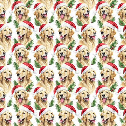 Santa Paws Golden Retriever Christmas Wrapping Paper — repeating pattern tile