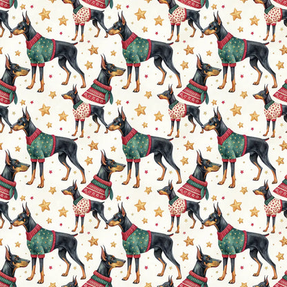 Ugly Sweater Doberman Christmas Wrapping Paper — repeating pattern tile