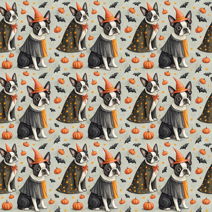 Costume Contest Boston Terrier Halloween Wrapping Paper — repeating pattern tile