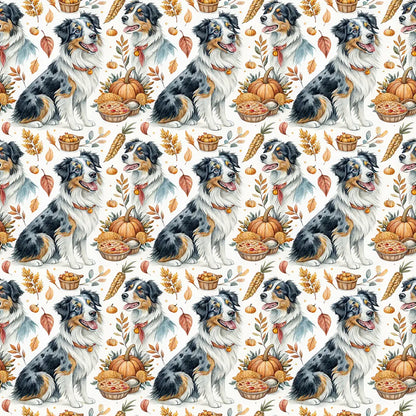 Australian Shepherd Thanksgiving Wrapping Paper — repeating pattern tile