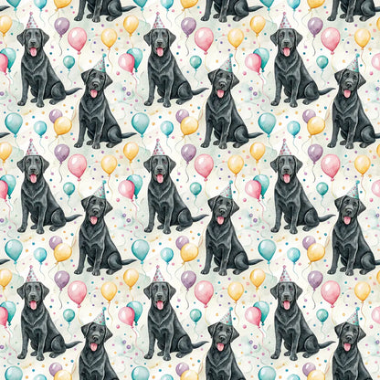 Party Animal Black Lab Birthday Wrapping Paper — repeating pattern tile