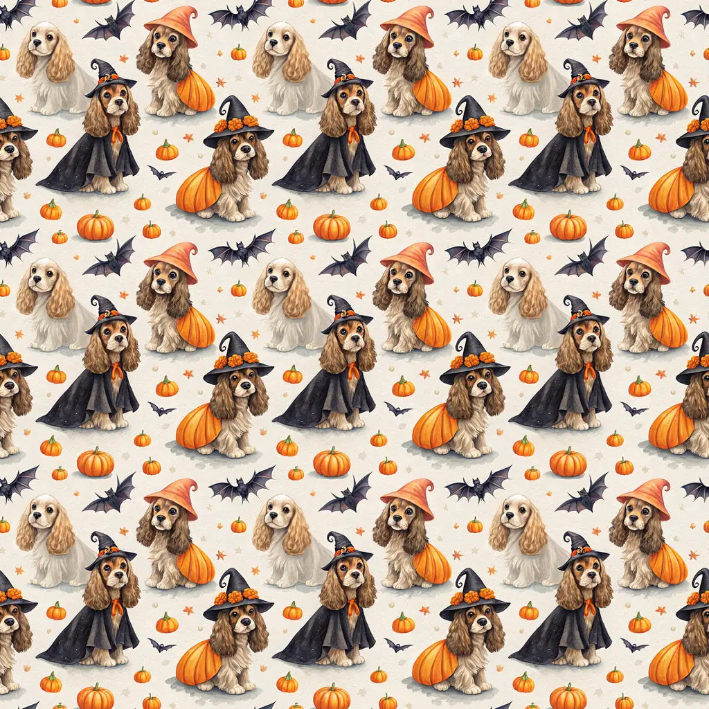 Costume Contest Cocker Spaniel Halloween Wrapping Paper — repeating pattern tile