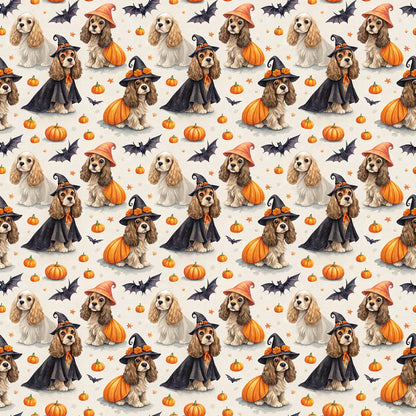 Costume Contest Cocker Spaniel Halloween Wrapping Paper — repeating pattern tile