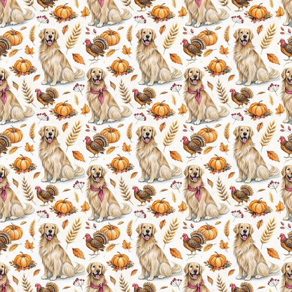 Golden Retriever Thanksgiving Wrapping Paper — repeating pattern tile