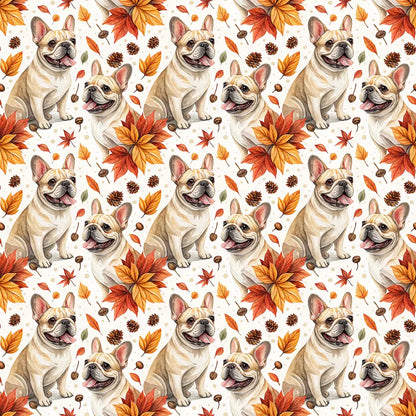 French Bulldog Autumn Wrapping Paper — repeating pattern tile