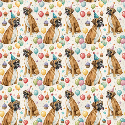 Party Animal Boxer Birthday Wrapping Paper — repeating pattern tile