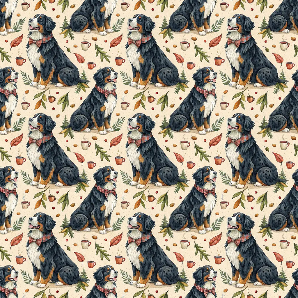 Autumn Bernese Mountain Dog Wrapping Paper — repeating pattern tile