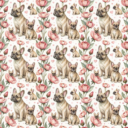 French Bulldog Floral Mother's Day Wrapping Paper — repeating pattern tile