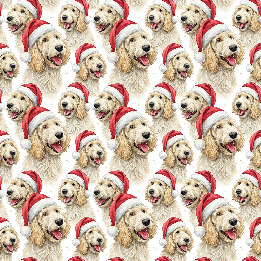 Santa Paws Goldendoodle Christmas Wrapping Paper — repeating pattern tile