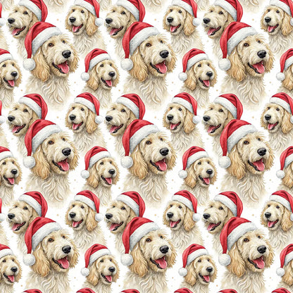 Santa Paws Goldendoodle Christmas Wrapping Paper — repeating pattern tile