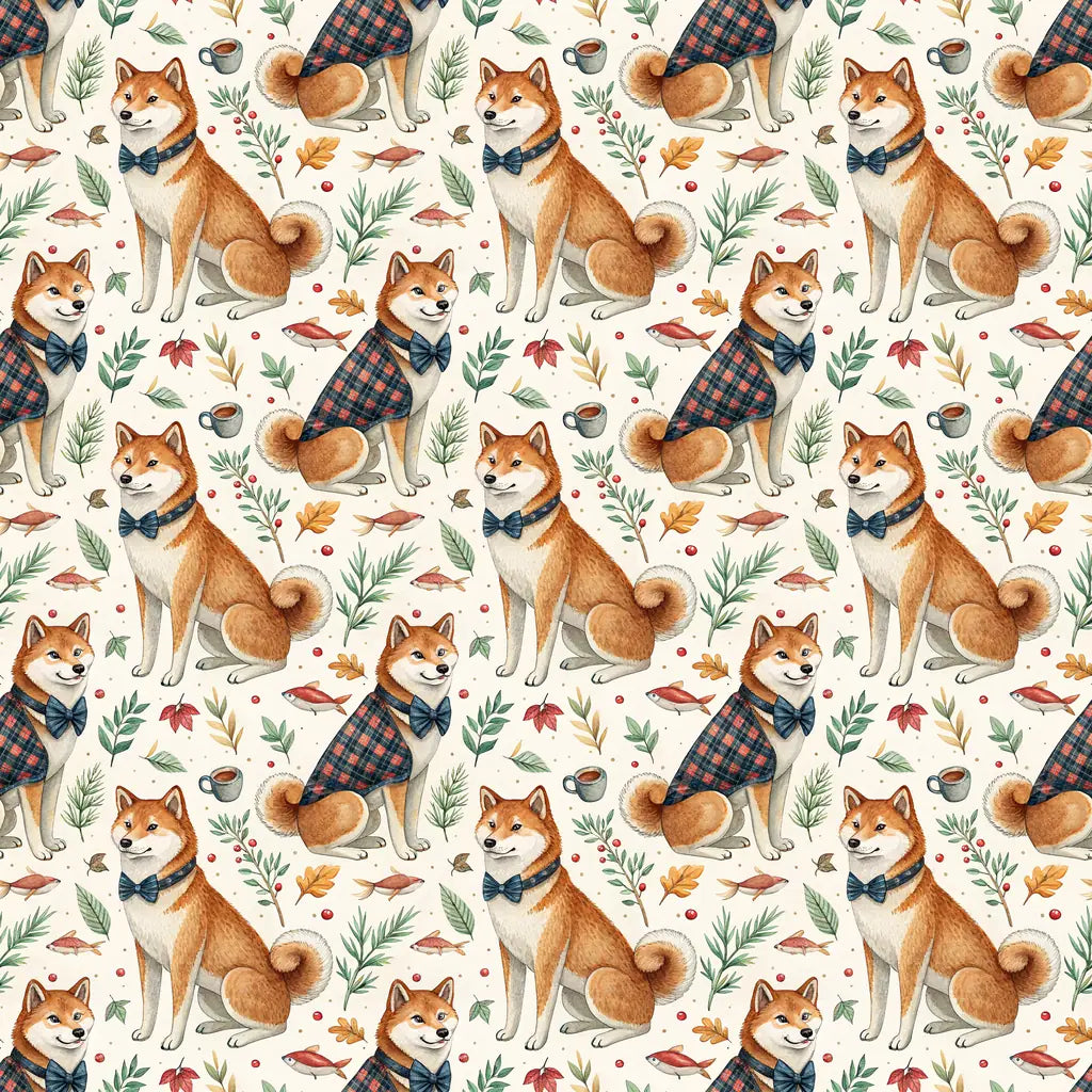 Dapper Shiba Inu Father's Day Wrapping Paper — repeating pattern tile