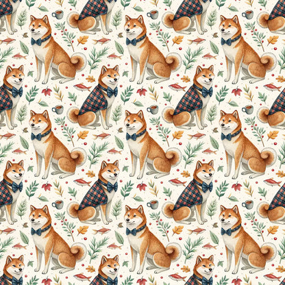 Dapper Shiba Inu Father's Day Wrapping Paper — repeating pattern tile