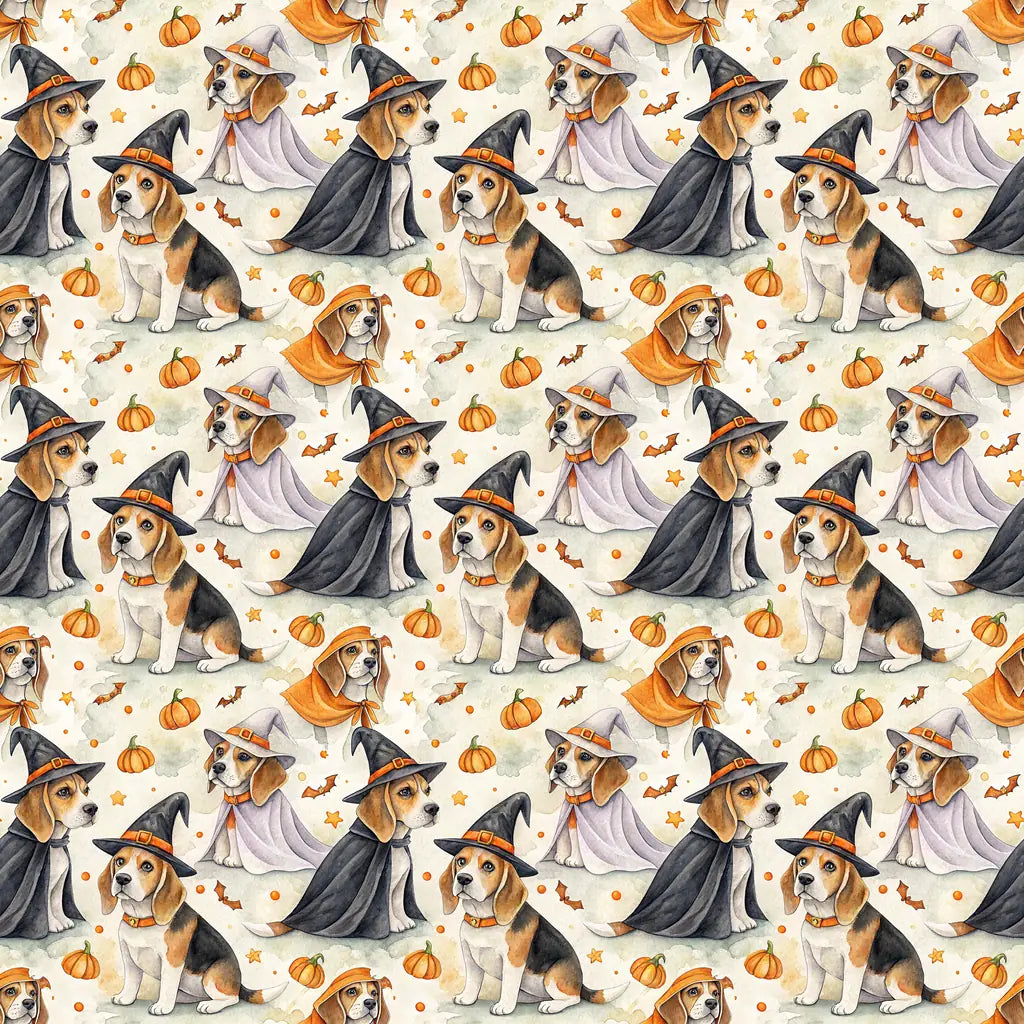 Costume Contest Beagle Halloween Wrapping Paper — repeating pattern tile