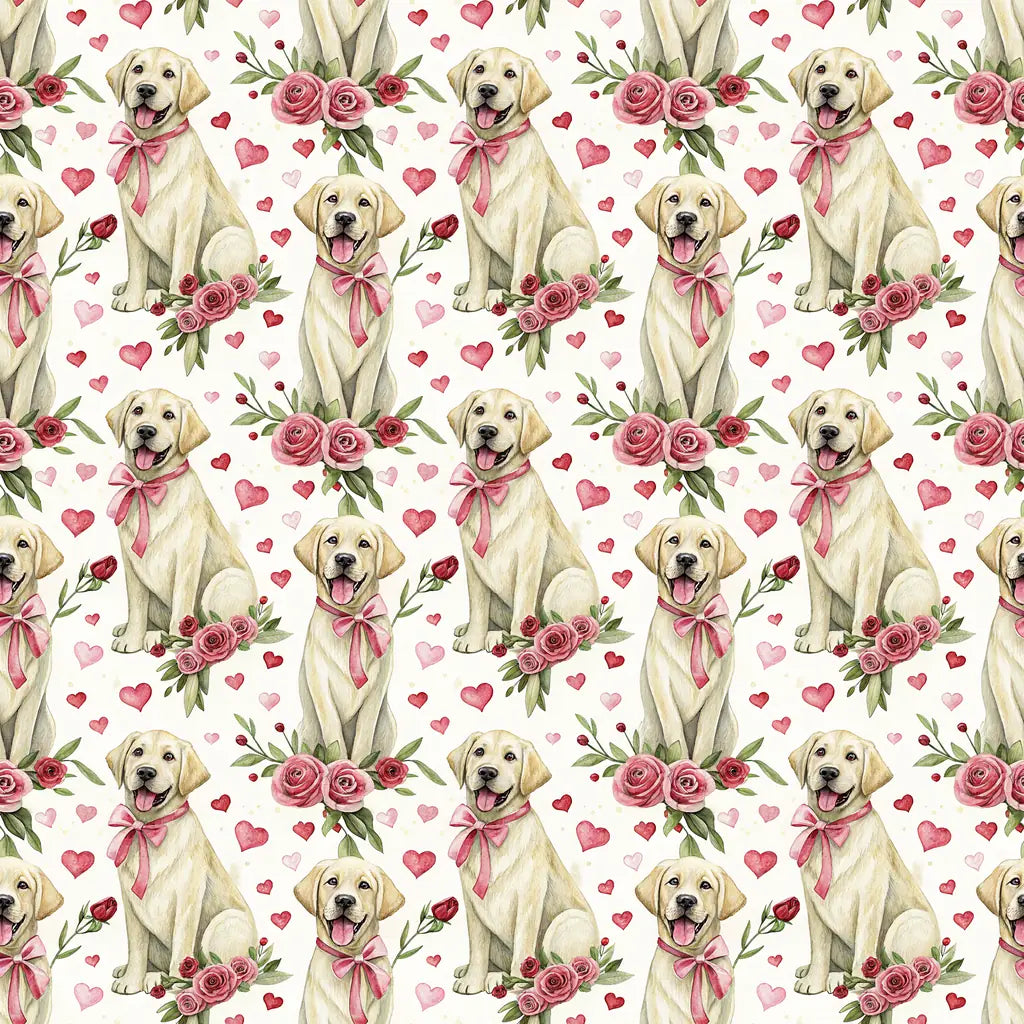 Yellow Lab Valentine's Day Wrapping Paper — repeating pattern tile