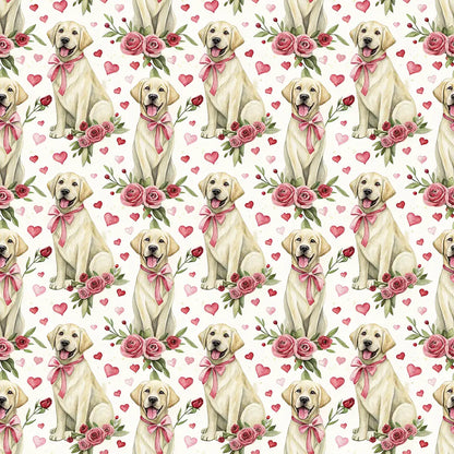 Yellow Lab Valentine's Day Wrapping Paper — repeating pattern tile
