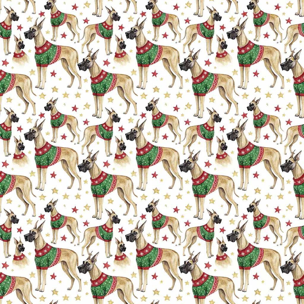 Ugly Sweater Great Dane Christmas Wrapping Paper — repeating pattern tile