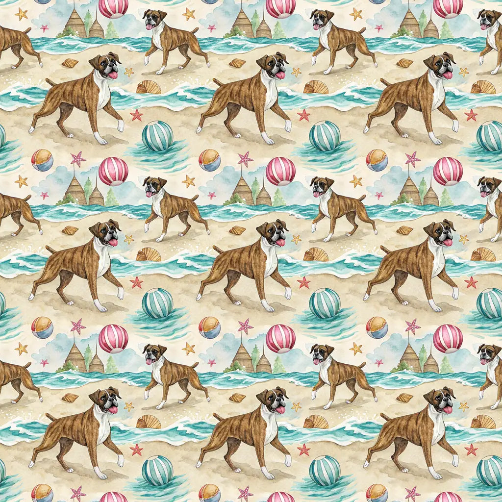 Boxer Beach Day Wrapping Paper — repeating pattern tile