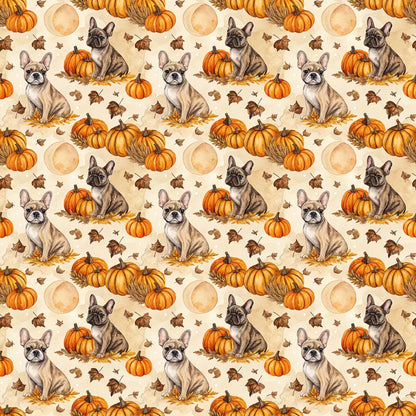 Pumpkin Patch French Bulldog Halloween Wrapping Paper — repeating pattern tile