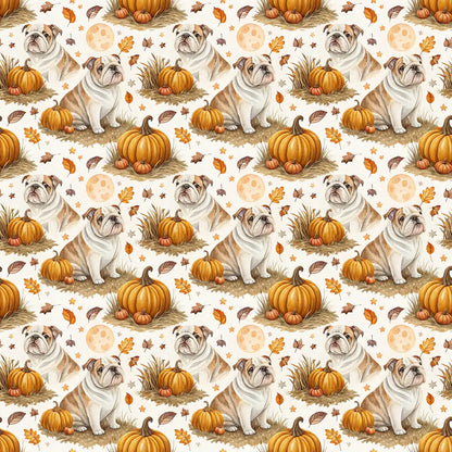 Pumpkin Patch English Bulldog Halloween Wrapping Paper — repeating pattern tile
