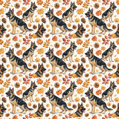 German Shepherd Autumn Wrapping Paper — repeating pattern tile