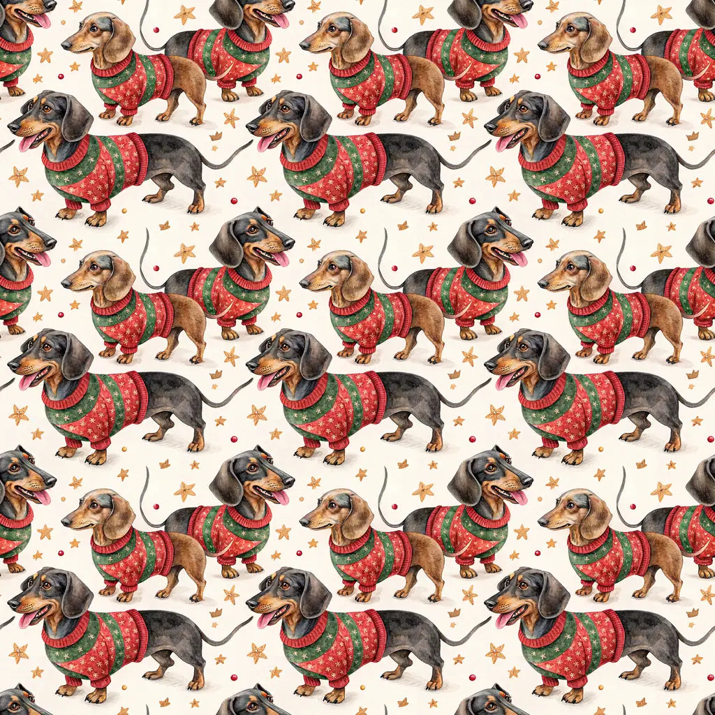 Ugly Sweater Dachshund Christmas Wrapping Paper — repeating pattern tile
