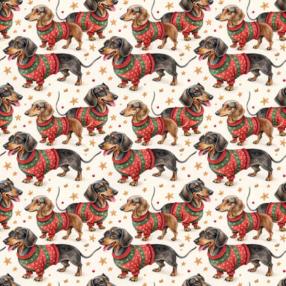 Ugly Sweater Dachshund Christmas Wrapping Paper — repeating pattern tile